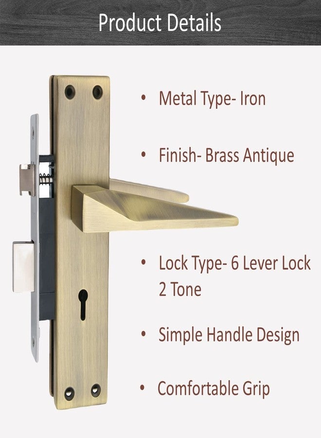 Atom Heavy Duty Mortise Door Lock for Bedroom, Living Room, Main Door, Brass Antique Finish | 3 Keys | 6 Lever Double Stage Lockset for House Hotel Office(802KY) - Image 4